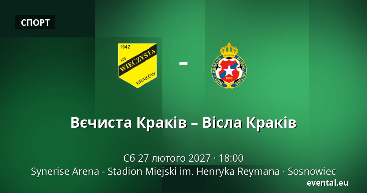 Вєчиста Краків – Вісла Краків — Synerise Arena - Stadion Miejski im. Henryka Reymana, Sosnowiec