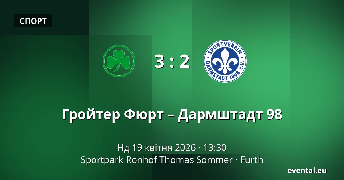 Гройтер Фюрт – Дармштадт 98 — Sportpark Ronhof Thomas Sommer, Furth