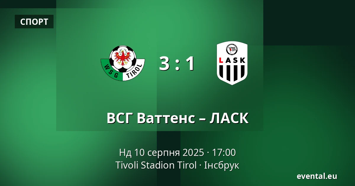 ВСГ Ваттенс – ЛАСК — Tivoli Stadion Tirol, Інсбрук