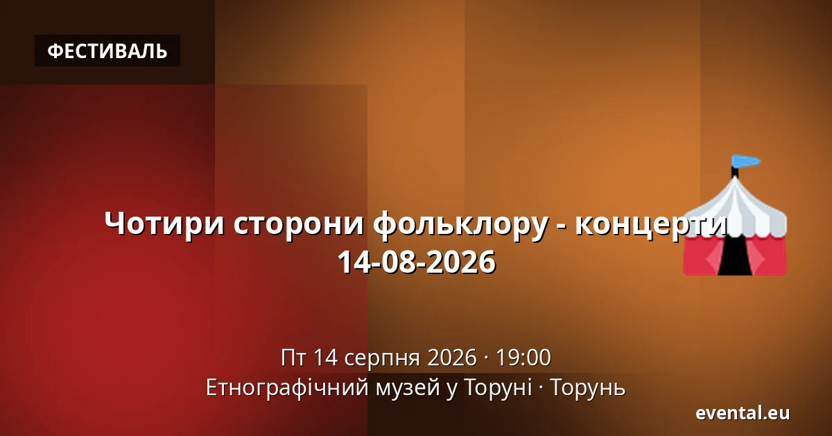 Чотири сторони фольклору - концерти 14-08-2026 — Етнографічний музей у Торуні, Торунь